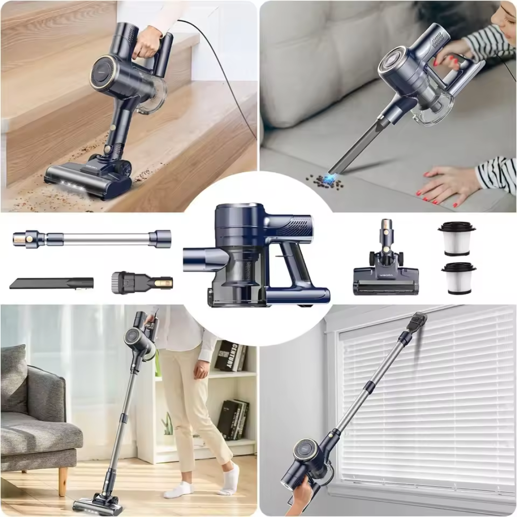 IS I8 Corded Vacuum Cleaner Free-Stand Stick Vacuum 25KPa 600W Powerful 6 In1 Lightweight Handheld Cleaner for Carpet Pet Hair