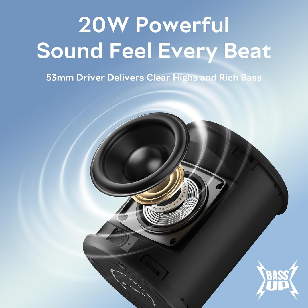 Portable Bluetooth Speaker, IPX7 Waterproof Wireless Speaker with 20W Loud Stereo Sound, 15H Playtime & Beat-Synced RGB Light